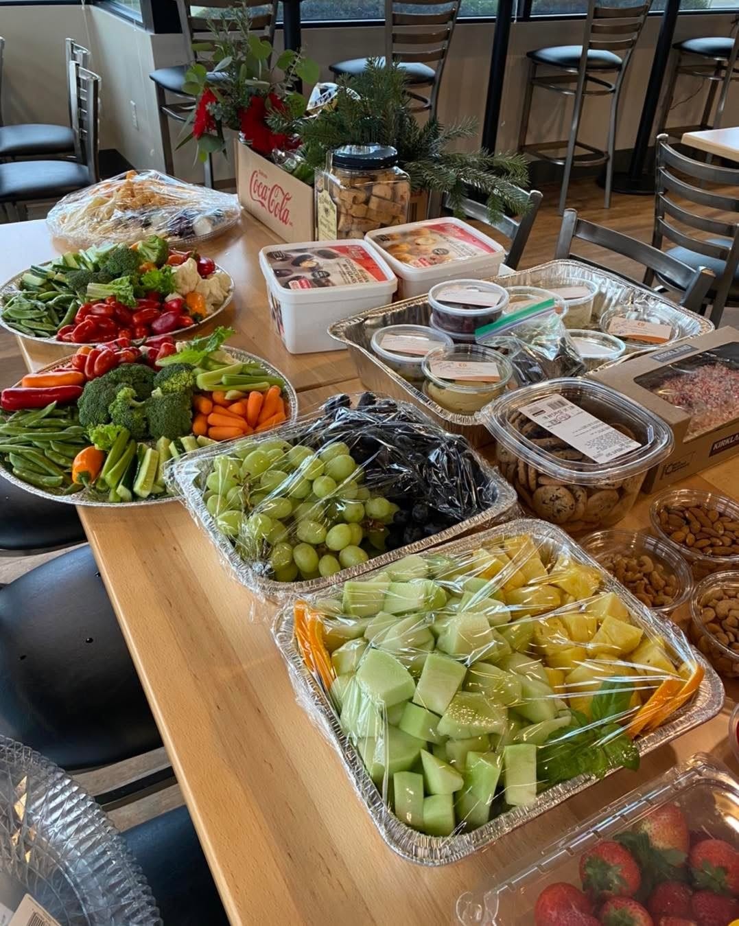 Catering tray of homemade food